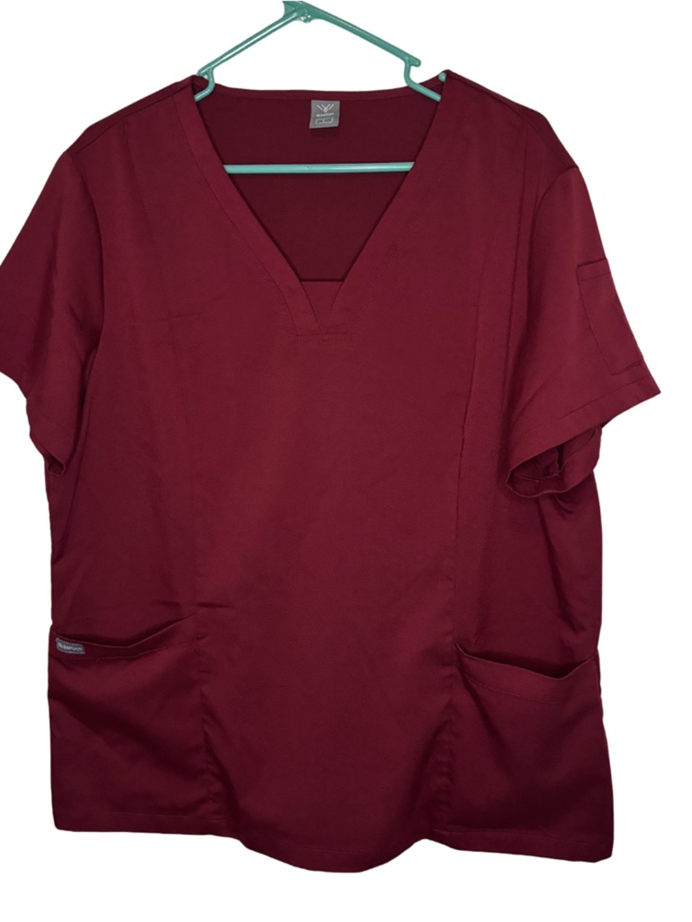 3/$20 NiaaHinn V-Neck Scrub Top in Deep Burgundy